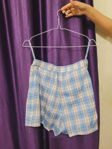 Blue Plaid Mini Skirt