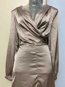 SHEIN BRANDED Elegant Brown Long Sleeve Dress