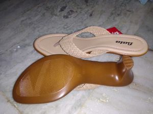 bata nude colour heeled sandals