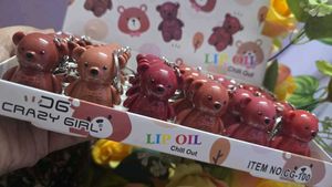 6 Pcs Keyring Teddy Bear Lipstick