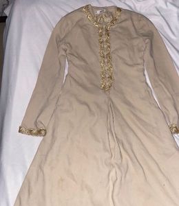 Beige Gotta Work Full Sleeve Anarkali Kurta