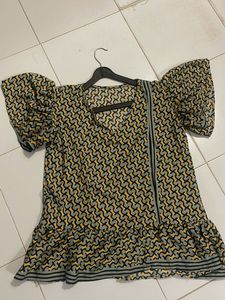Patterned Ruffle Mini Dress