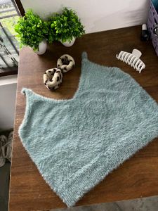 Fluffy Blue Crop Top