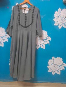 Elegant Grey Embroidered Kurta anarkali