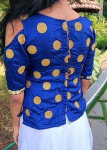 Navy blue and white lahenga