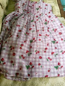 Girls Lavender Lolita Cherry Checkered Dress