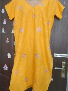 Yellow embroidery Kurta