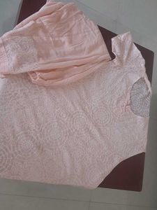 Peach Lucknavi embroidery salwar kurti