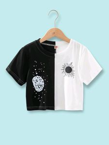 Two Tone Graphic Print Y2k Crop Tee 🎀