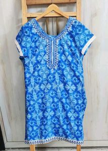 Blue Printed Cotton Kurta size-46-48