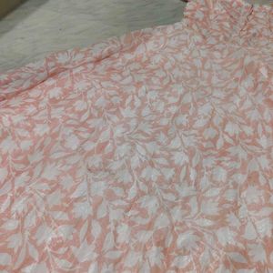 🌸 Elegant Peach Floral Anarkali Gown