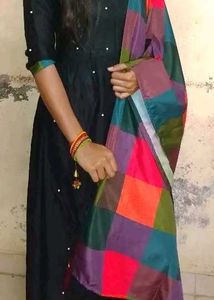 Black Embellished White Pearl Anaarkali 🖤