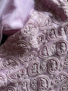 Pink Paisley Embroidered Fabric