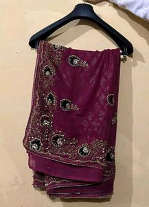 Embroidered Saree With Blouse Set