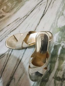 Shinny Golden Party Wear Heels
