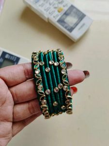 Green &amp; Gold Bangles(hand made)