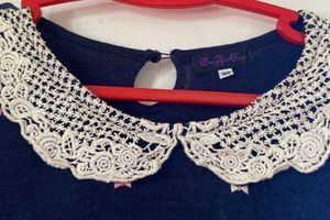 SFC Navy Blue Dress with Lace Collar