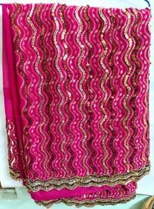Pink Sequin Party Saree