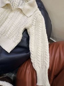 Cable Knit Sweater w/ Collar