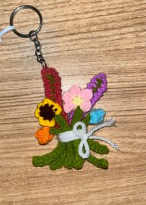 Floral Crochet Keychain