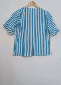 Striped Ruffle Sleeve Top