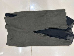 Olive Green Slit Midi Skirt