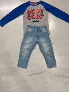 MAX Blue Full Sleeves T Shirt And Denim