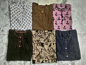 combo 6 cotton kurthas tops