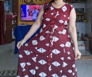 Casual maroon Print Dress