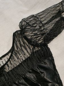 Grab Now Black Net Back Open Blouse