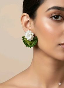 💙 💚 Crochet handmade floral Earrings