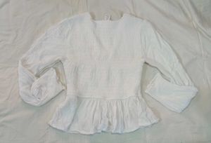 White Floral Peplum Top