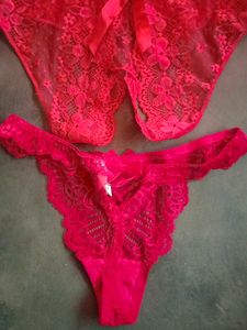 Sexy Hot Red Lingerie 3 Set
