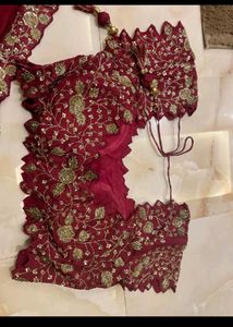 Elegant Maroon Embellished Saree