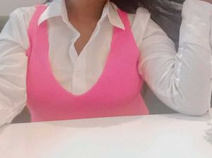 Bright Pink Ribbed Knit Top
