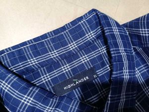 Highlander Men&#39;s Blue Checked Shirt, XL SIZE
