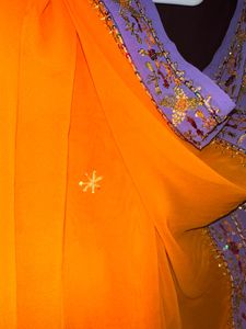 Mango Yellow With Violet Saree