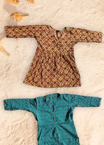 Two Indian Style Floral Print Short Kurti