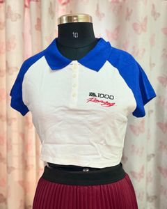 H&M Polo Neck Crop Tshirt