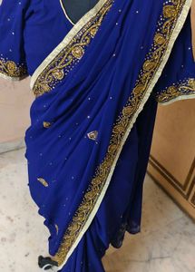 Elegant Blue daimond work Saree 🔥