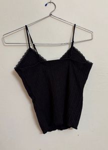 Black Lace Trim Cami Top