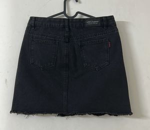 Branded Ruff And Rough Denim Skirt