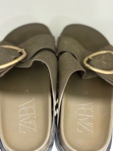 Zara Leather Buckle Flats