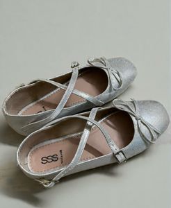Silver Ballet Flats with Bow