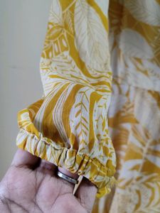 Yellow Floral Wrap Dress