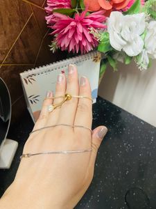 Set Of 2 Heart Shape Bracelet And Chain