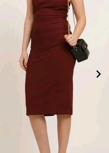 Burgundy Bodycon Midi Dress