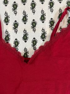 Red Lace Trim Cami Top
