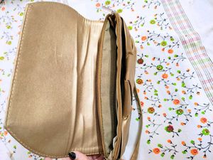 Gold Bow Clutch with Strap
