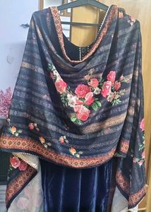 Two Piece  Set Stitched  Valvet Kurti With Dupatta